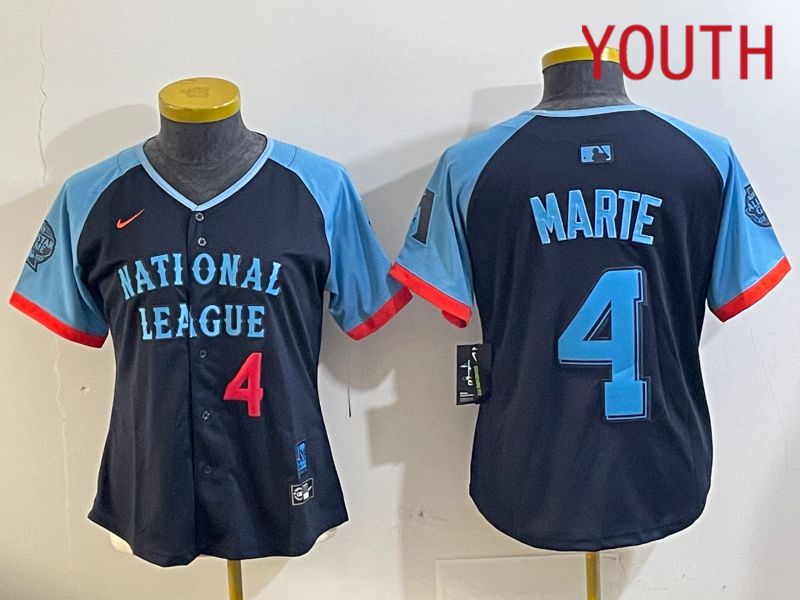 Youth Arizona Diamondback #4 Marte Blue All star 2024 Nike MLB Jersey style 2